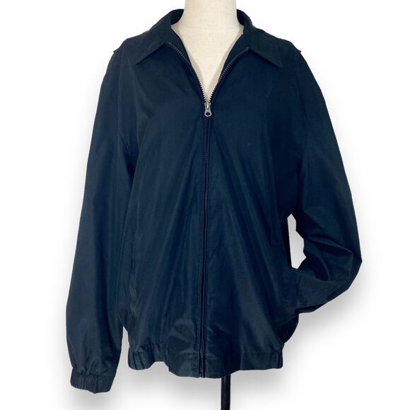 Black plaid lined utility jacket, mens large windbreaker coat by Covington - Picture 10 of 10